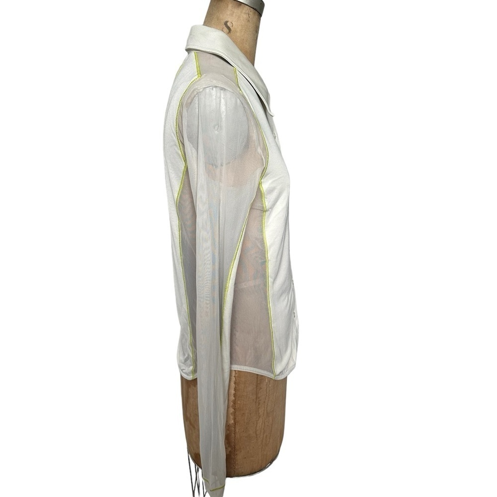 Diesel T-Noxa modal long sleeve button up blouse slim with mesh inserts size L - Picture 7 of 13